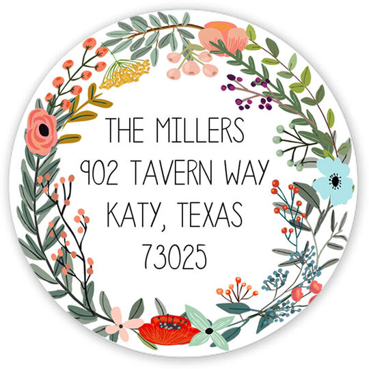 Vine Wreath Round Address Labels
